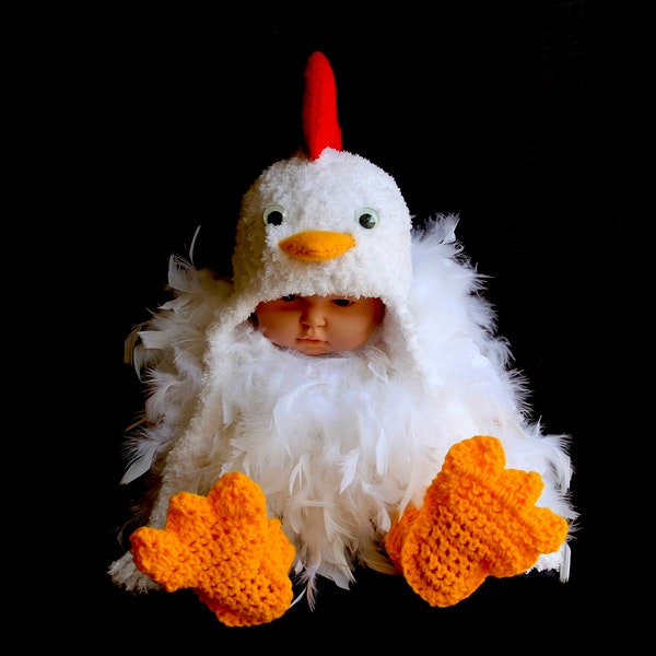 Disfraz de pollo, sombrero de pollo, accesorio fotográfico, disfraz de pollo bebé, recién nacido, niño pequeño, disfraz de Halloween, Halloween. Gorro de ganchillo. Pascua de Resurrección.