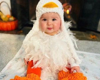 Baby Chicken Costume, Halloween, Toddler Costume, Chicken Hat, Halloween Photo prop,  Halloween Costume, Newborn costume.