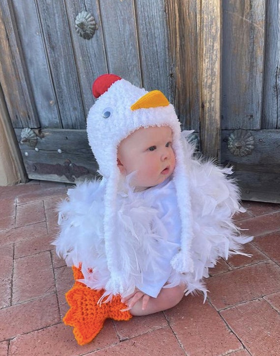 Disfraz de pollo de ganchillo, accesorio de foto, disfraz de pollo bebé,  niño pequeño, disfraz de Halloween, pájaro, granja, sombrero de Halloween,  disfraz de pollo de Halloween. -  España