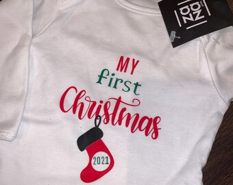 My first Christmas, Christmas 2021 Baby bodysuit, baby vest, baby grow, baby clothing, baby gift, baby, onesie