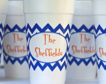 Custom Styrofoam Cups with Chevron Wrap - Two Color