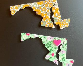 floral state of maryland acrylic magnet // laser cut // gift