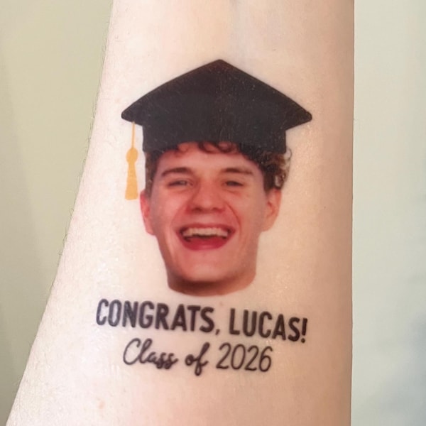 personalized graduation party PHOTO face temporary tattoos // CONGRATS // class of 2026