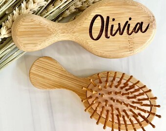 custom engraved bamboo mini hairbrush // easter basket stuffer