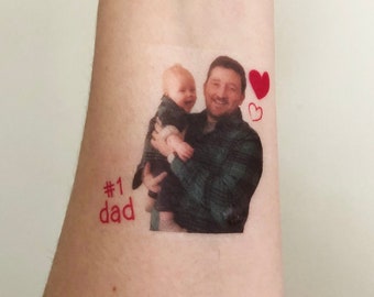 custom personalized photo temporary tattoo // father's day // #1 dad
