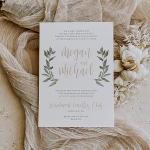 Floral Wedding Invitations / Dusty Taupe / Watercolor Floral / Calligraphy / Semi-Custom Wedding Invites / Wedding Invitation Suite Printed