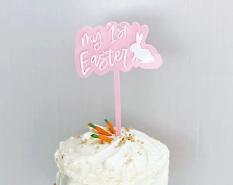My 1st Easter Hand Lettered Acrylic Cake Topper / First Easter Basket Label / Baby’s First Easter Photo Prop / Pastel Easter Party Decor