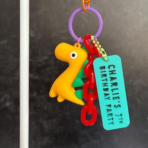personalized acrylic bag charm // party favor keychain // dinosaur