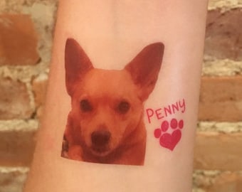 custom personalized pet PHOTO temporary tattoos // dog tattoos // cat tattoos // pet gift