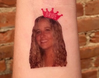 custom personalized bachelorette party PHOTO temporary tattoo // THE BRIDE // the original bride tats on etsy!