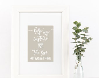 Wedding Hashtag Sign / Help Us Capture The Love / Semi-Custom Wedding Sign / Instagram Sign / Print-at-Home Digital File