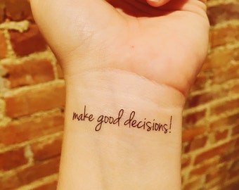 bachelorette party temporary tattoos // make good decisions!