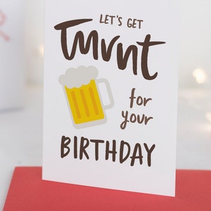 let's get turnt for your birthday card // fun modern birthday card // hand lettered card // beer birthday card // turnt card // printed image 2