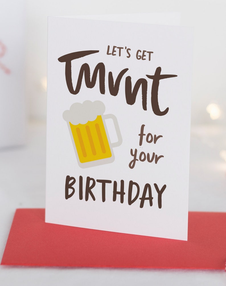 let's get turnt for your birthday card // fun modern birthday card // hand lettered card // beer birthday card // turnt card // printed image 2