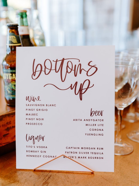 Bottoms up Bar Menu Sign / Custom Hand Lettering / Hand - Etsy