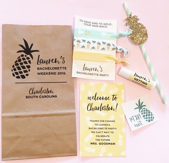Bachelorette party favor packs // pineapple // custom Etsy