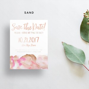 Watercolor Ombre Save The Dates / Navy, Blue, Aqua, Red, Sand, Pink / Brush Lettering / Semi-Custom Save The Dates / Printed Cards image 5