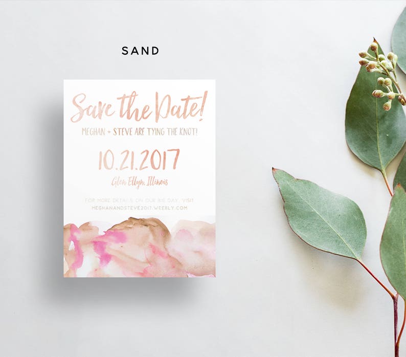 Watercolor Ombre Save The Dates / Navy, Blue, Aqua, Red, Sand, Pink / Brush Lettering / Semi-Custom Save The Dates / Printed Cards image 5