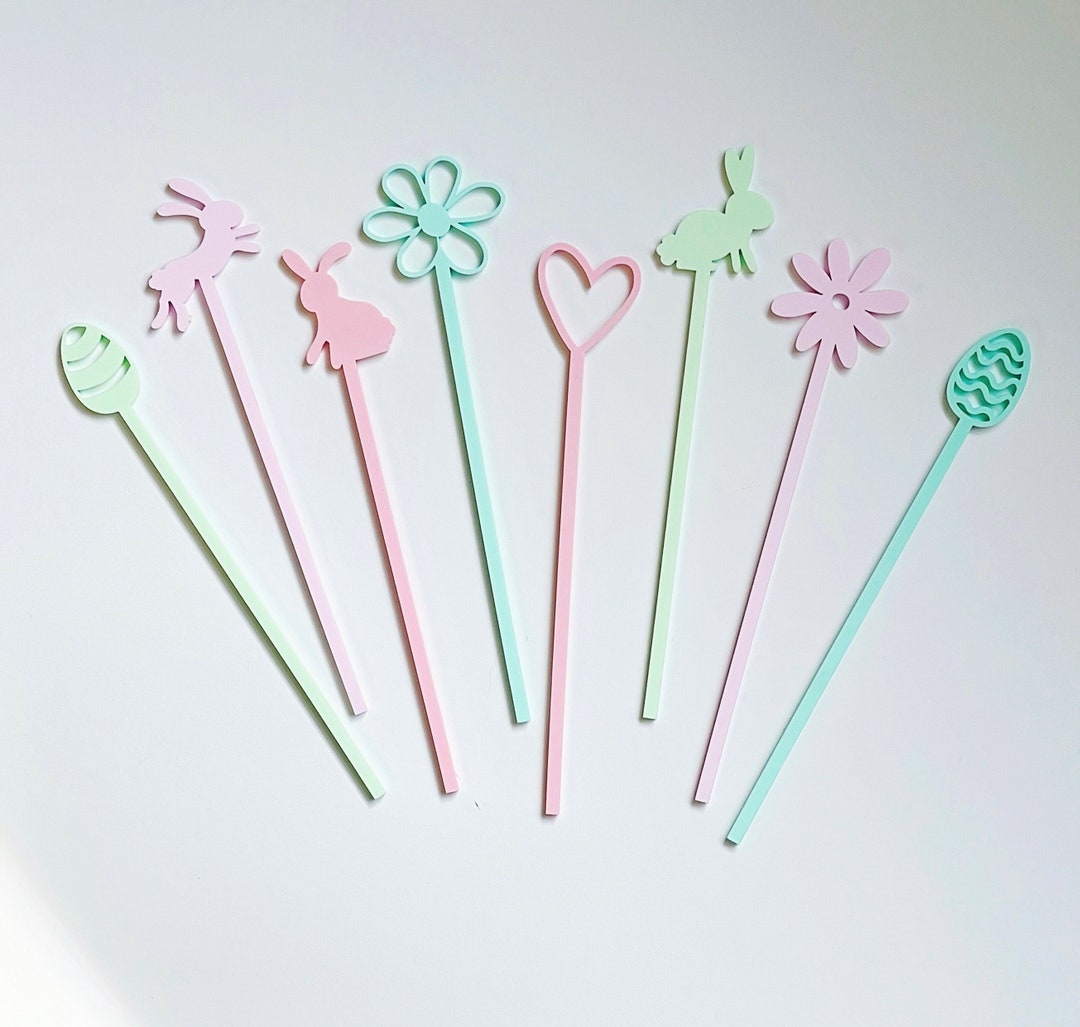 Easter Stir Sticks / Pastel Acrylic Cocktail Stirrers / Drink Stirrers