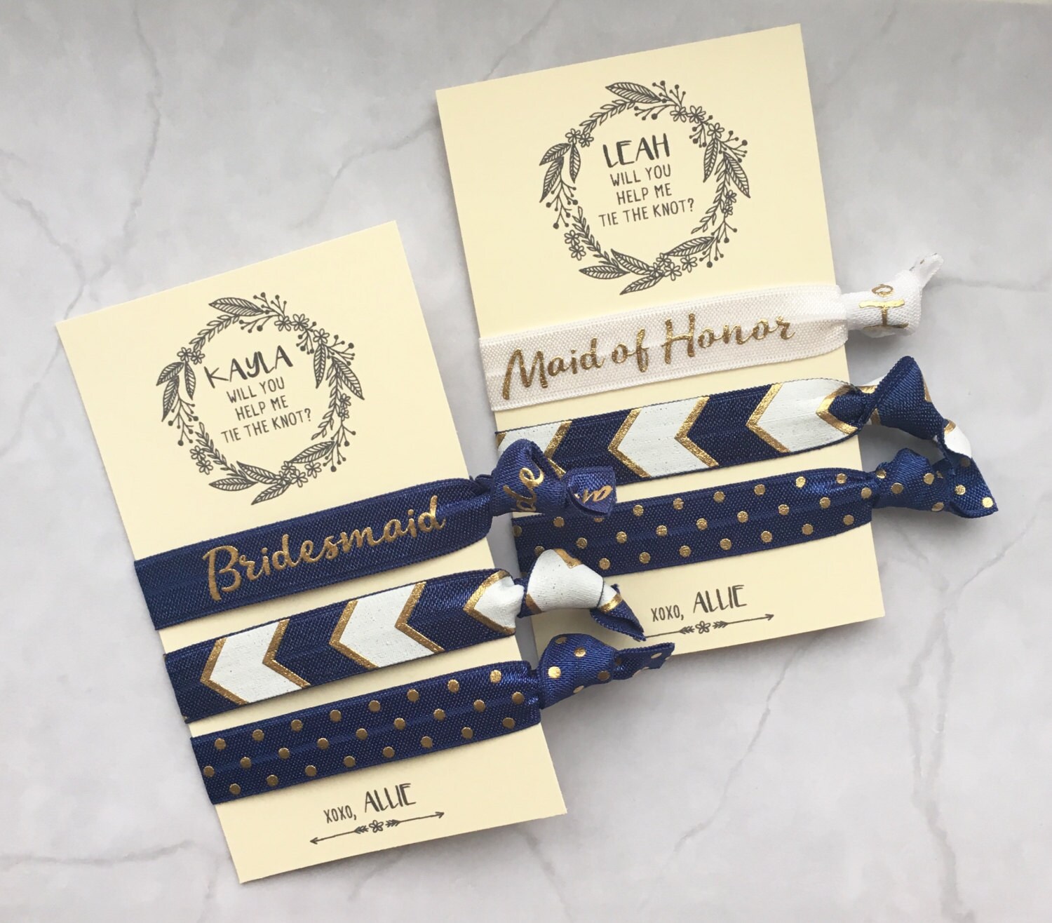 will you help me tie the knot hair ties // navy blue // custom
