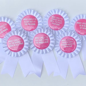 custom personalized award ribbon // bachelorette superlatives