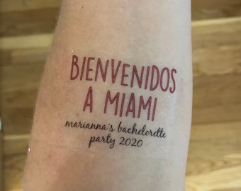 benutzerdefinierte personalisierte Bachelorette Partei temporäre Tattoo / / bienvenidos eine miami