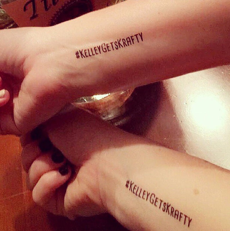 bachelorette party mini temporary tattoos // custom hashtag image 3
