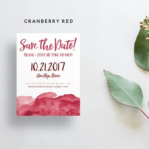 Watercolor Ombre Save The Dates / Navy, Blue, Aqua, Red, Sand, Pink / Brush Lettering / Semi-Custom Save The Dates / Printed Cards image 7
