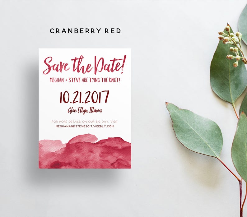 Watercolor Ombre Save The Dates / Navy, Blue, Aqua, Red, Sand, Pink / Brush Lettering / Semi-Custom Save The Dates / Printed Cards image 7