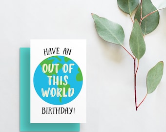 have an out of this world birthday card // fun modern birthday card // hand lettering // printed