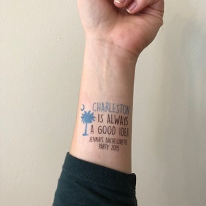 custom personalized bachelorette party temporary tattoo // charleston is always a good idea