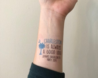 custom personalized bachelorette party temporary tattoo // charleston is always a good idea