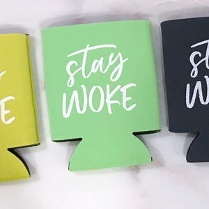 Titular de la bebida / estancia despierta / lata más fresco / verde neón, amarillo citron, titular de la bebida gris carbón / Bach Party Tailgate Favor