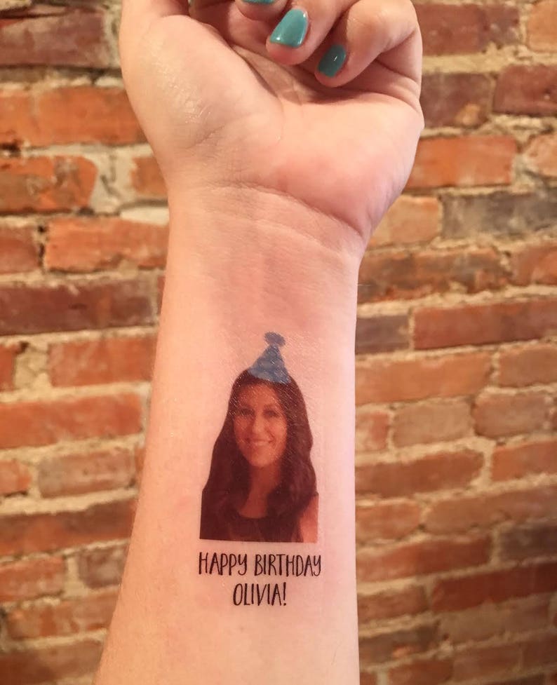 custom personalized birthday party PHOTO face temporary tattoos // HAPPY BIRTHDAY image 2