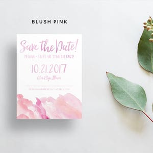 Watercolor Ombre Save The Dates / Navy, Blue, Aqua, Red, Sand, Pink / Brush Lettering / Semi-Custom Save The Dates / Printed Cards image 6