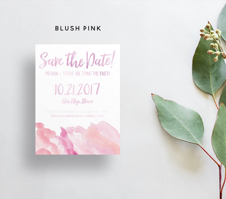 Watercolor Ombre Save The Dates / Navy, Blue, Aqua, Red, Sand, Pink / Brush Lettering / Semi-Custom Save The Dates / Printed Cards image 6