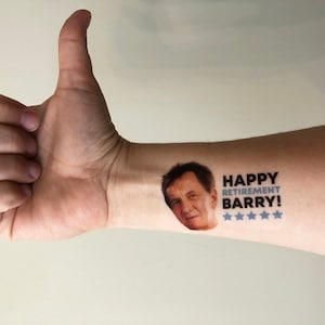 custom personalized retirement party PHOTO face temporary tattoos // HAPPY RETIREMENT