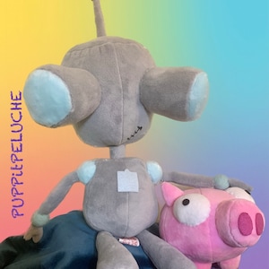 Peluche Invader Zim - Gir con maialino - cartone animato