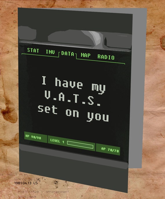 Fallout I Ve Got My V A T S On You Card Design 2 Etsy