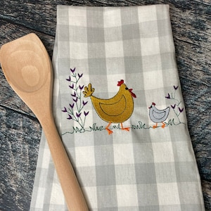 Geborduurde Handdoek Kip, Zomer Keukenhanddoeken, Keuken Handdoeken Kip, Boerderij Keuken Handdoeken, Boerderij Decor, Keuken Decor