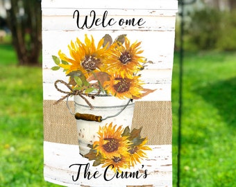 Sunflower Garden Flag, Personalized Garden Flag, Spring Decor, Seasonal Garden Flags, Flower Decor, Garden Decor, Garden Flags, Fall Decor