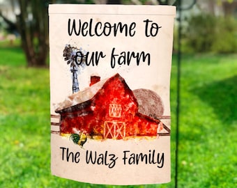 Farm Garden Flag, Personalized Garden Flag, Fall Decor, Seasonal Garden Flags, Pumpkin  Decor, Welcome to our Farm  Flag, Fall Garden Flags