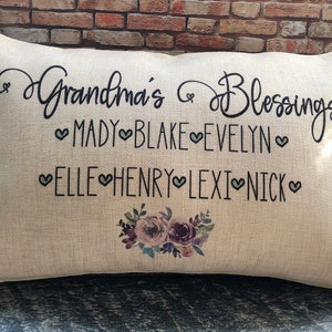 Blessed Grandma Pillows, Grandma Pillow Covers, Personalized Pillows, Grandma Gifts, Personalized Gifts, Grandma Mother’s Day
