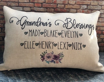 Blessed Grandma Pillows, Grandma Pillow Covers, Personalized Pillows, Grandma Gifts, Personalized Gifts, Grandma Mother’s Day