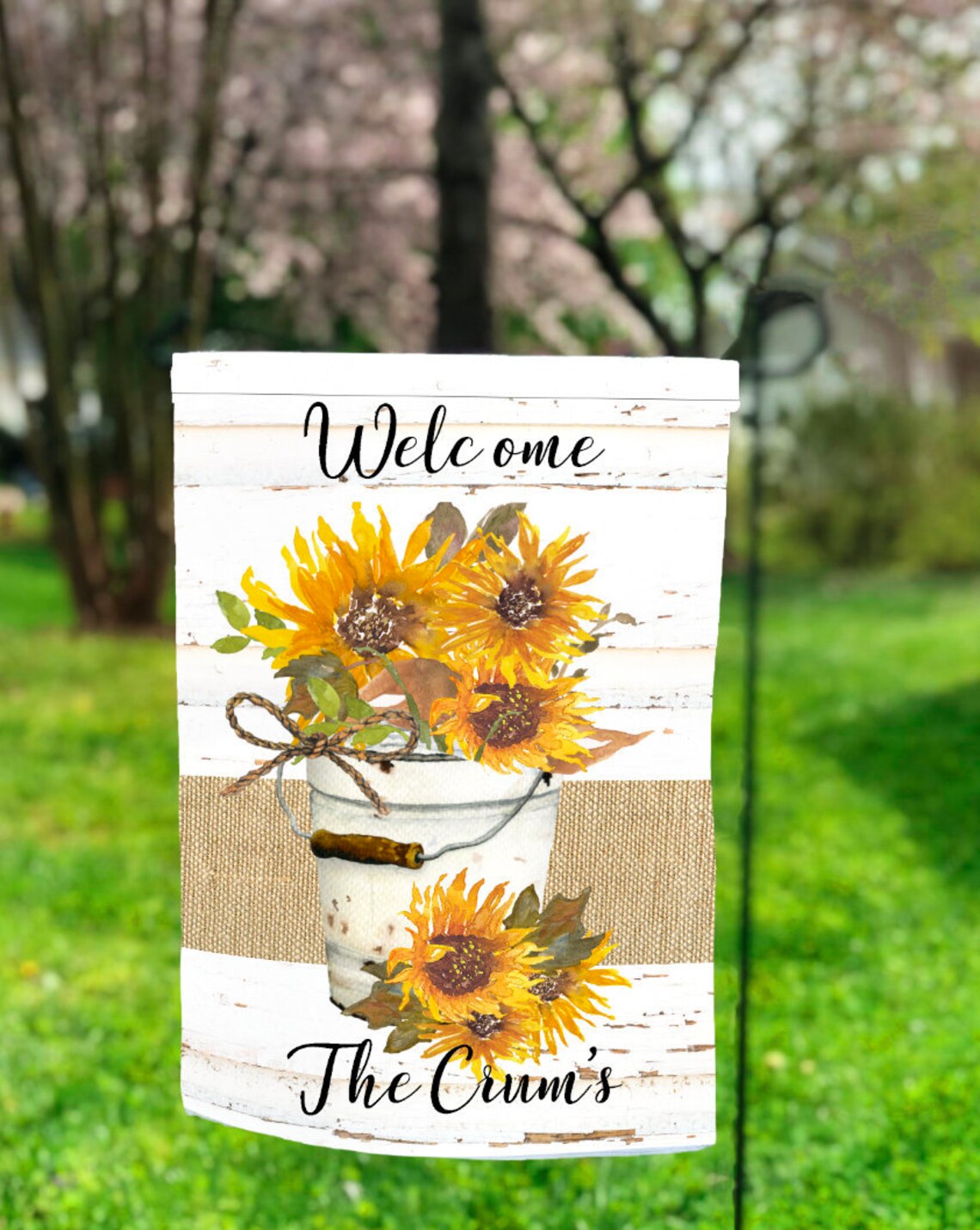 Sunflower Garden Flag Personalized Garden Flag Spring Decor Etsy