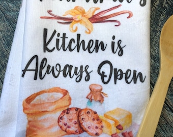 Grandma's Kitchen is Always Open Towels, Funny Kitchen Towel, Hand Towels, Grandma Gifts, Kitchen Towels, Flour Sack Towels