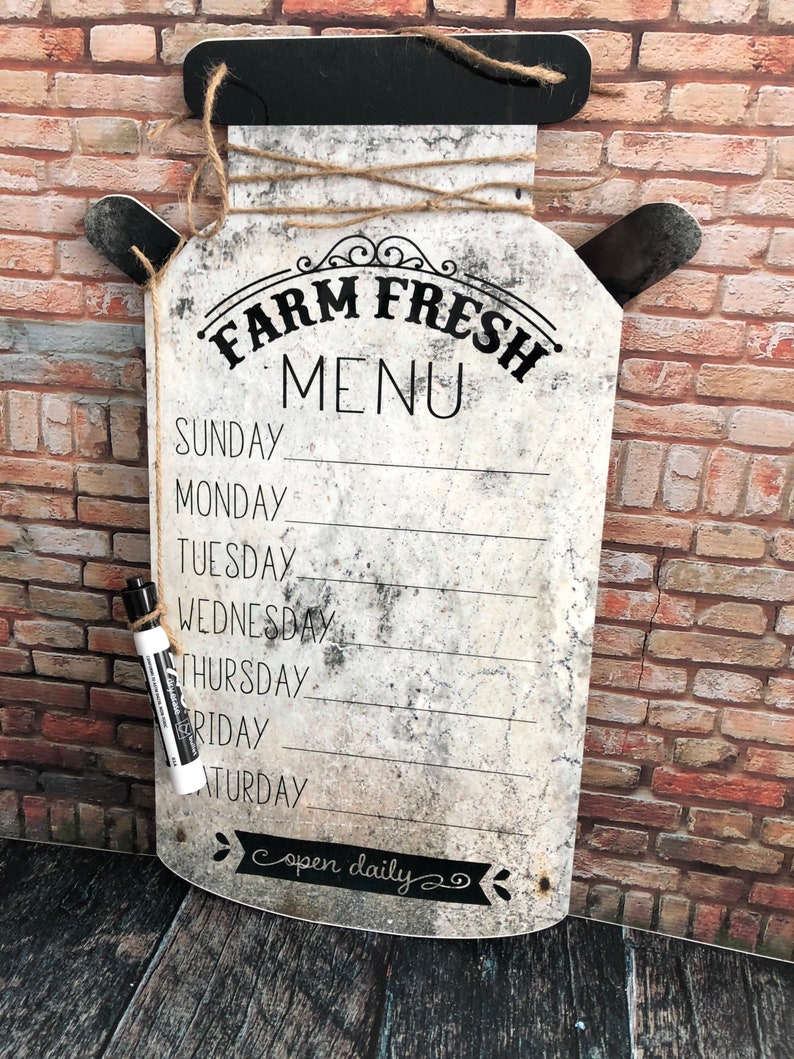 Menu effaçable à sec, Menu Farm Fresh, Menu en conserve de lait, Tableaux de menu image 3