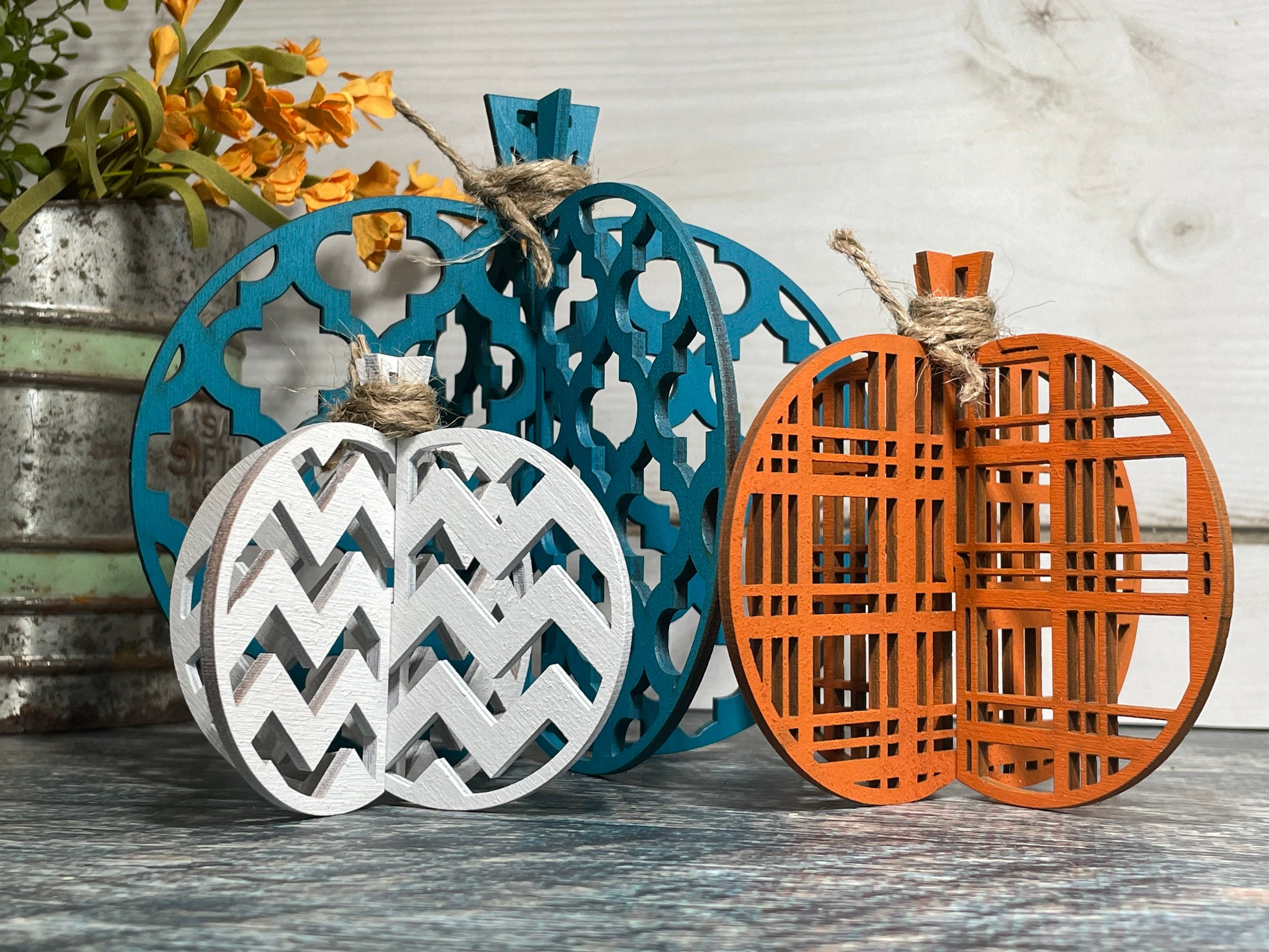 Set of 3 Wood Pumpkins,fall Decor, Fall Tiered Tray, Halloween Decor ...