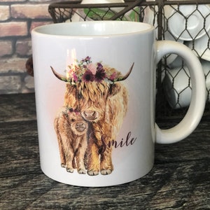 Cow Coffee Mug, Farm Mug, Cow Mugs, Coffee Mug, Scottish Highlander Gifts , Farm Birthday, Farm Mugs, Cow Gifts image 1