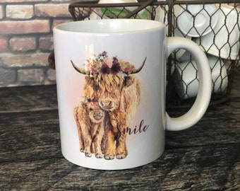 Cow Coffee Mug, Farm Mug, Cow Mugs, Coffee Mug, Scottish Highlander Gifts , Farm Birthday, Farm Mugs, Cow Gifts